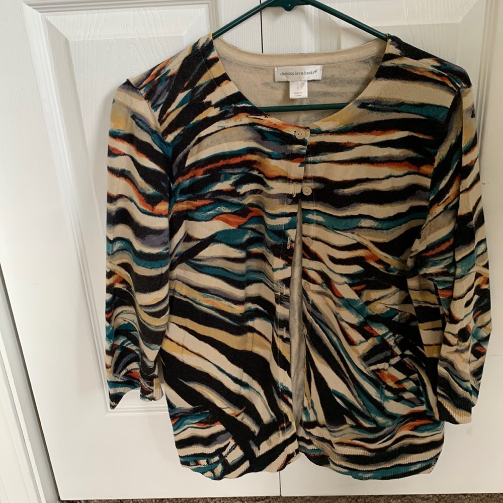 Christopher and Banks multi colored cardigan sweater.